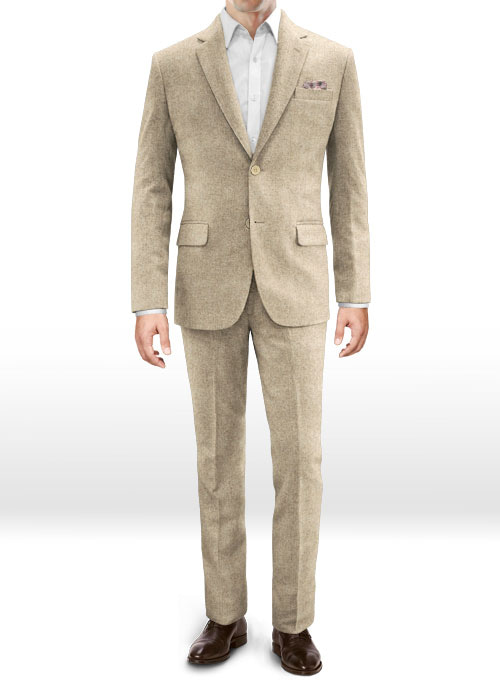 Vintage Herringbone Light Beige Tweed Suit
