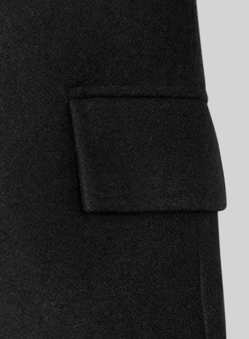Vintage Plain Black Tweed GQ Trench Coat