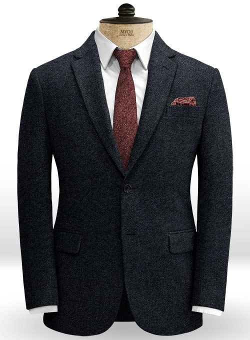 Vintage Dark Blue Weave Tweed Suit