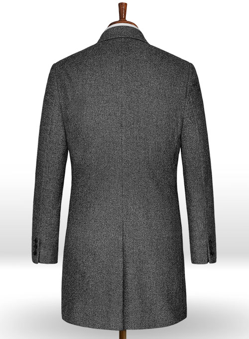 Vintage Dark Gray Weave Tweed Overcoat - Click Image to Close