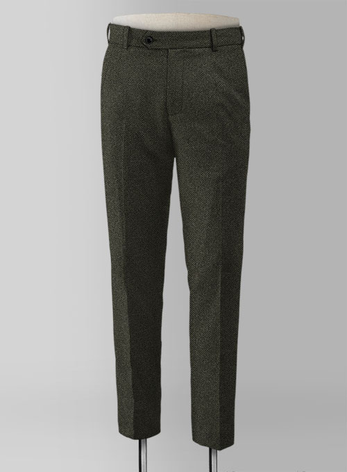 Vintage Flat Green Herringbone Tweed Suit - Click Image to Close