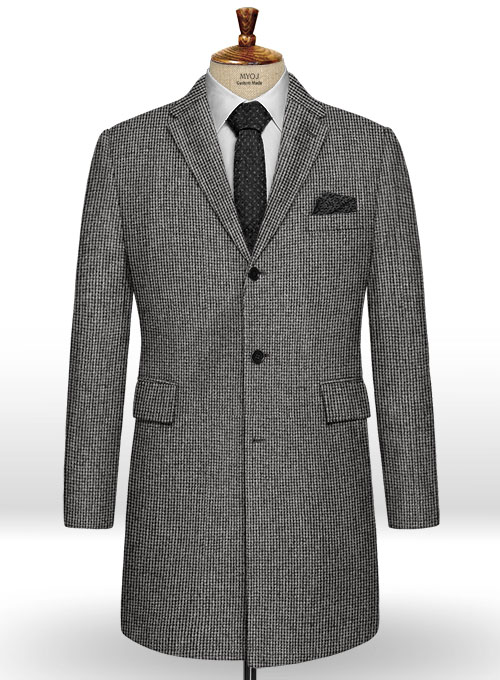 Vintage Gray Macro Weave Tweed Overcoat : Made To Measure Custom Jeans ...