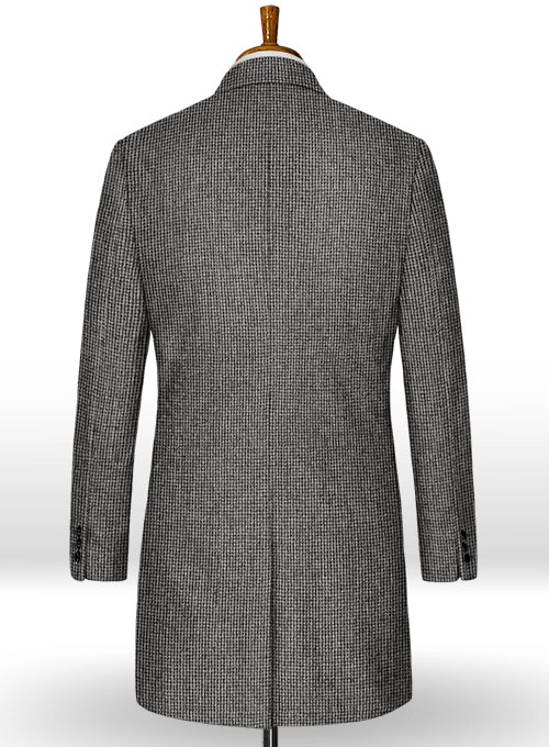 Vintage Gray Macro Weave Tweed Overcoat