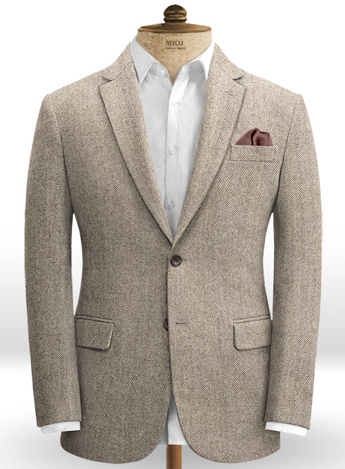 Vintage Herringbone Brown Tweed Suit - Click Image to Close