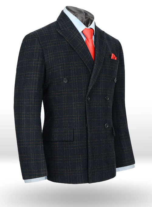 Vintage Jones Navy Checks Tweed Suit