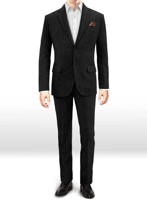 Vintage Plain Black Tweed Suit - Click Image to Close