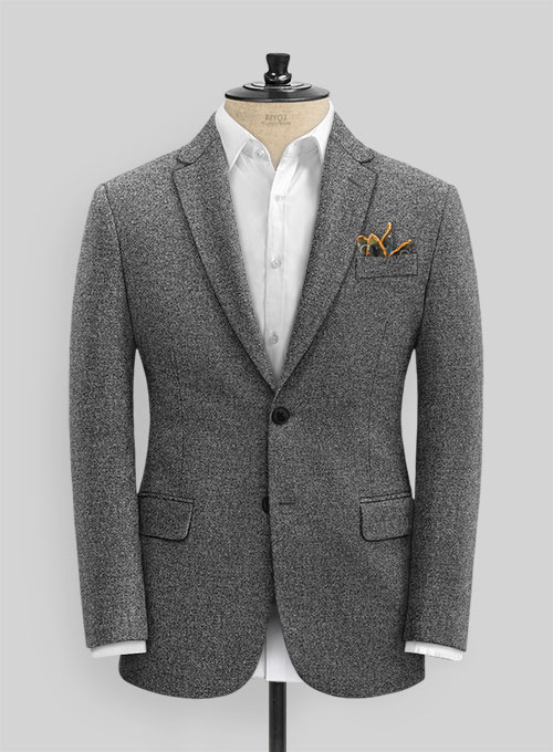 Vintage Plain Dark Gray Tweed Suit - Click Image to Close