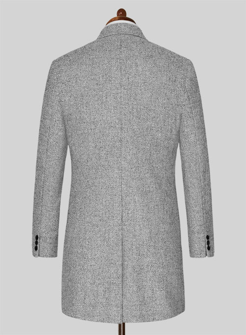 Vintage Plain Gray Tweed Overcoat - Click Image to Close