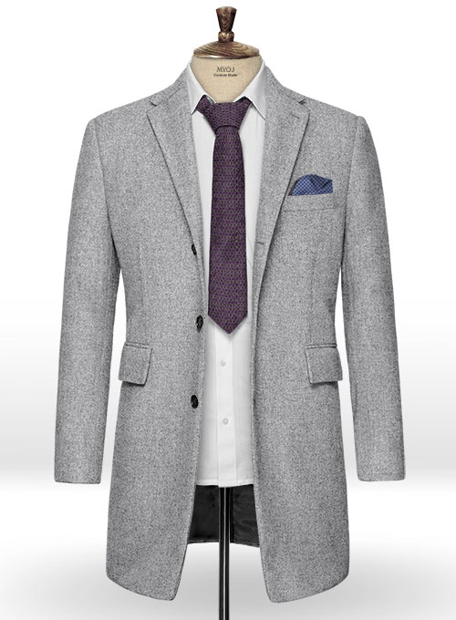 Vintage Plain Gray Tweed Overcoat