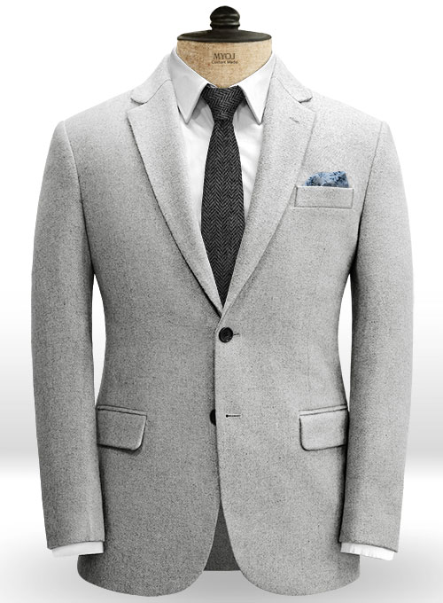 Vintage Plain Light Gray Tweed Suit