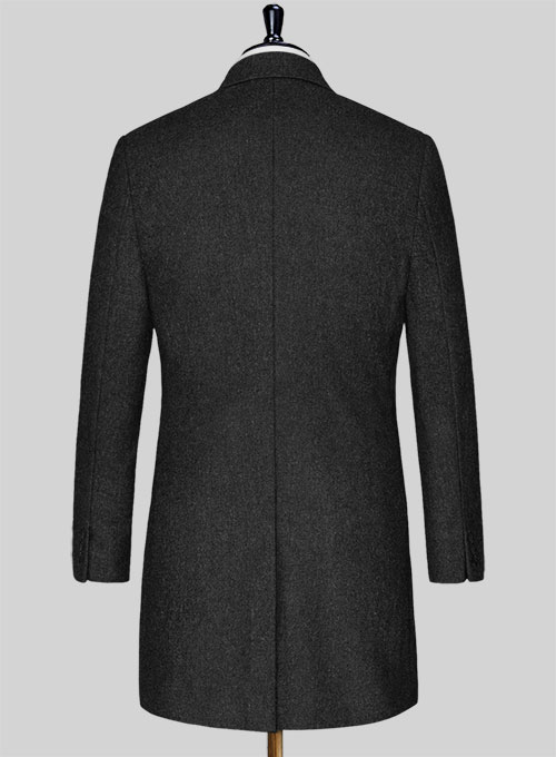 Vintage Rope Weave Charcoal Tweed Overcoat