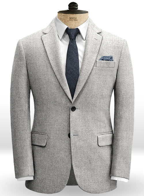 Vintage Rope Weave Light Gray Tweed Suit