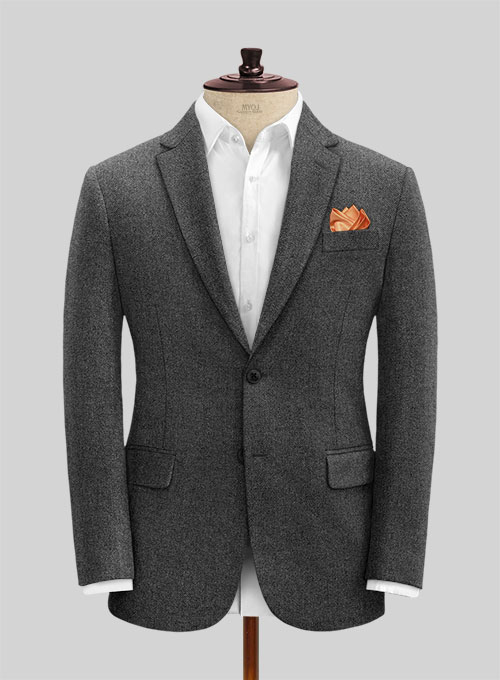 Vintage Dark Gray Weave Tweed Suit - Click Image to Close