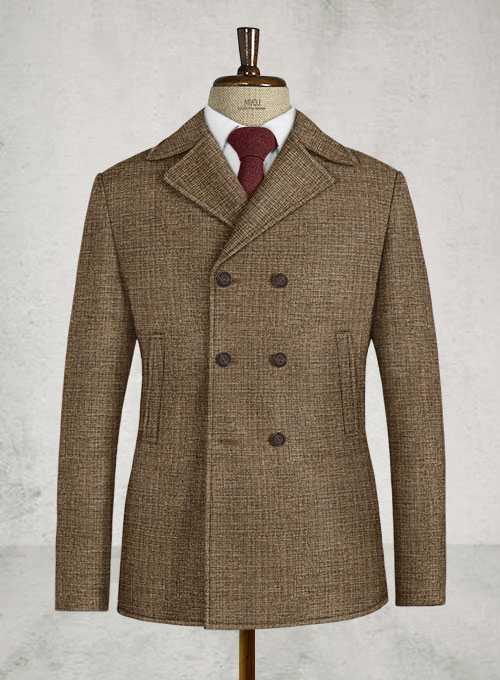 Vintage Glasgow Brown Tweed Pea Coat