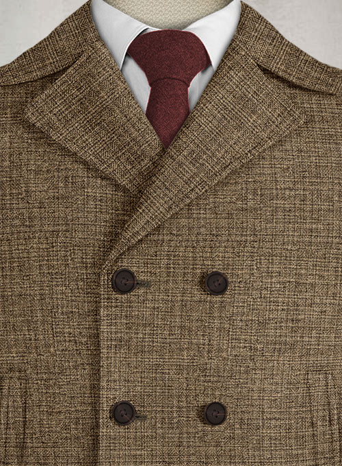 Vintage Glasgow Brown Tweed Pea Coat - Click Image to Close