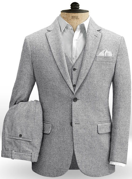 Vintage Plain Gray Tweed Suit
