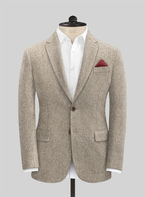 Vintage Herringbone Brown Tweed Suit