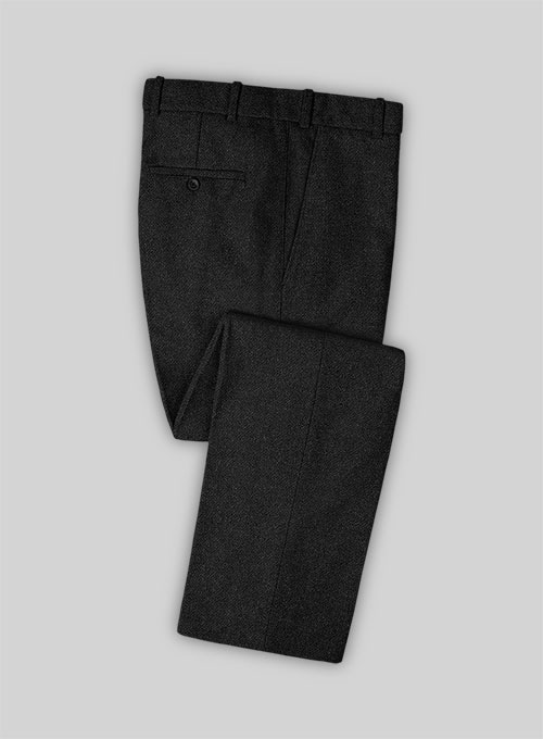 Vintage Plain Black Tweed Suit - Click Image to Close