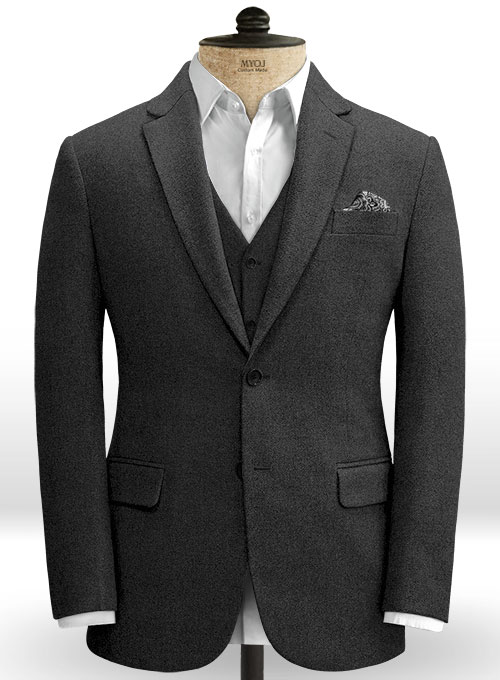 Vintage Rope Weave Charcoal Tweed Suit - Click Image to Close