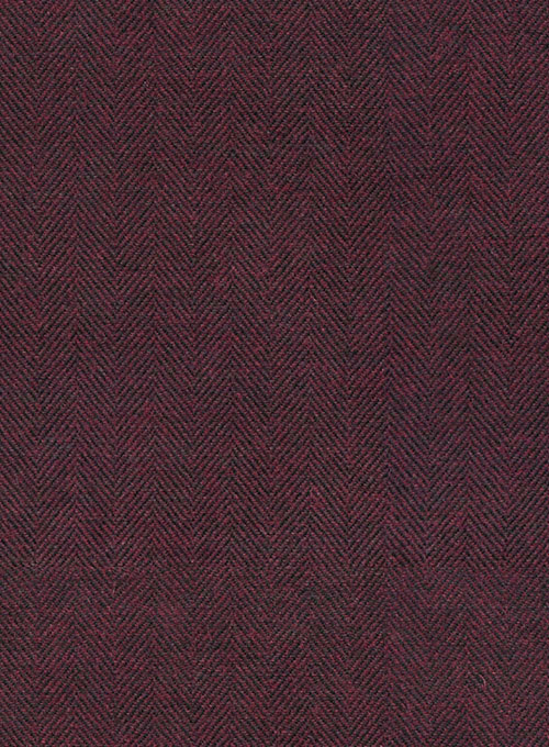 Wine Herringbone Tweed Overcoat - Click Image to Close