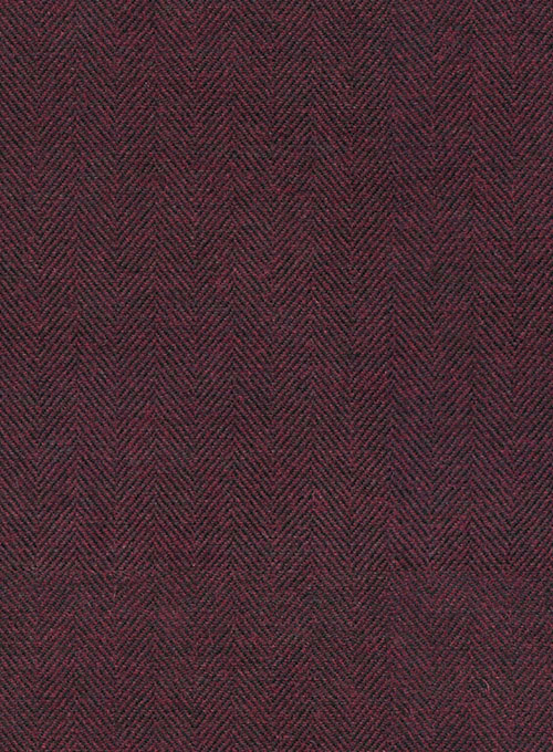 Wine Herringbone Tweed Overcoat