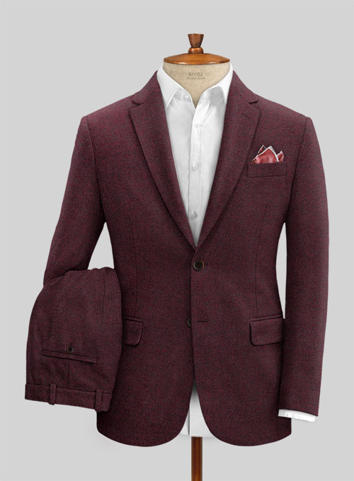 Wine Herringbone Tweed Suit : Made To Measure Custom Jeans For Men ...