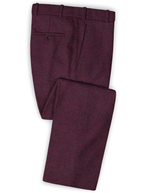 Wine Herringbone Tweed Suit - Click Image to Close