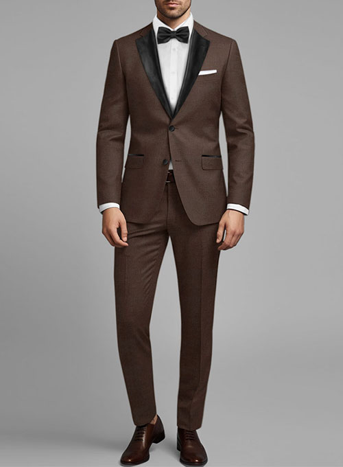 Worsted Brown Wool Tuxedo Suit