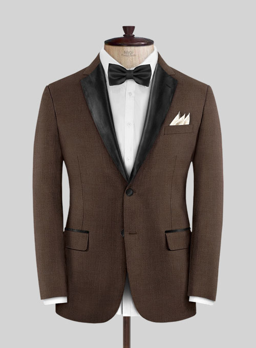 Worsted Brown Wool Tuxedo Suit