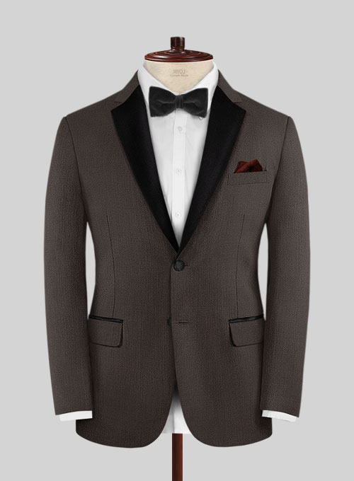 Worsted Dark Brown Wool Tuxedo Suit - Click Image to Close