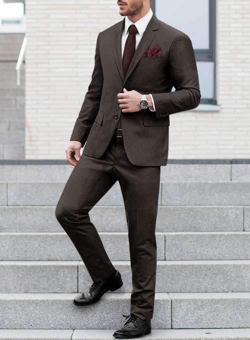 Worsted Dark Brown Wool Suit