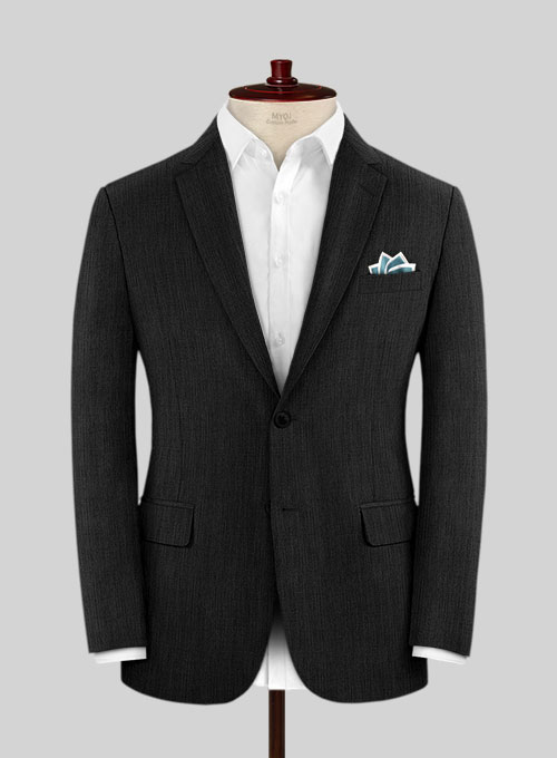 Worsted Dark Charcoal Wool Suit - Click Image to Close