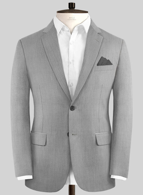 Worsted Light Gray Wool Suit