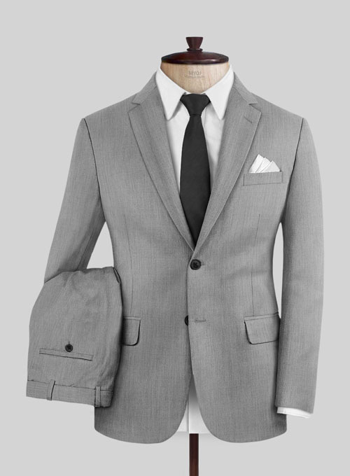 Worsted Light Gray Wool Suit