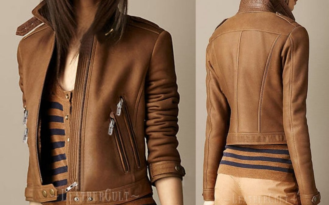 Short And Impressive Leather Jacket For The Ladies