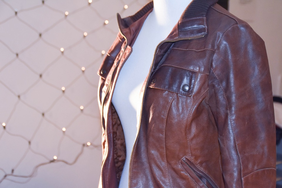 brown leather jacket