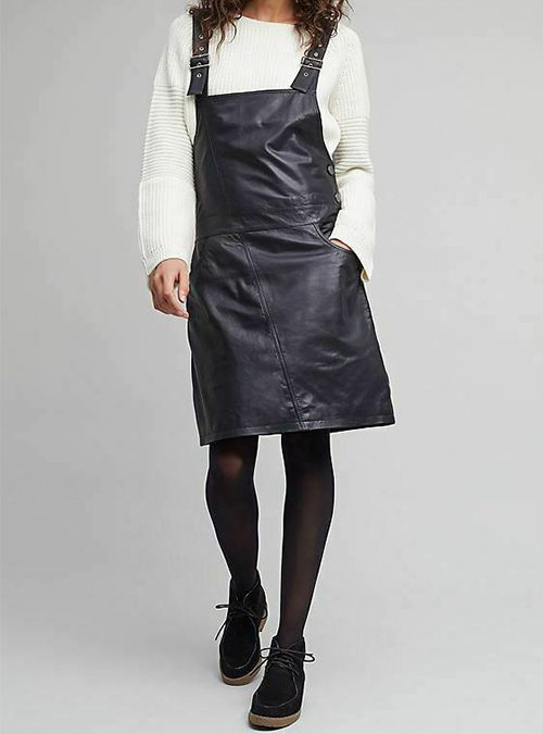 Parker leather dungaree dress - Deep lake — By Irish Fashion Brand Manley
