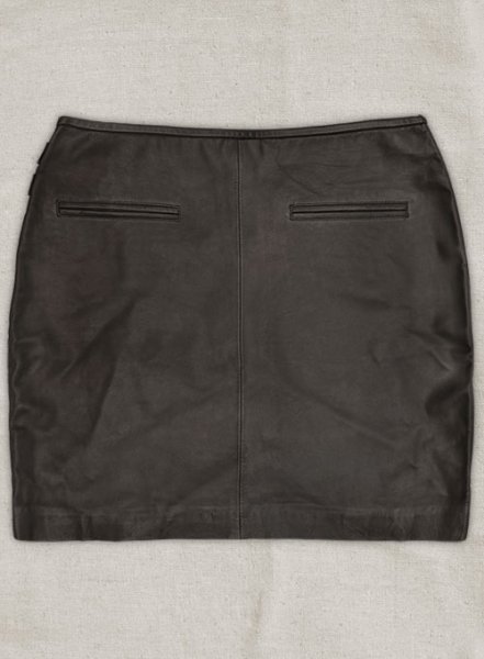 (image for) Soft Louis Brown Buckled Wrap Leather Skirt - # 467 - XL Regular