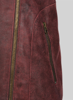 (image for) Dark Vintage Red Leather Jacket # 645