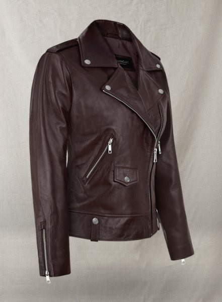 Burgundy Meghan Markle Leather Jacket