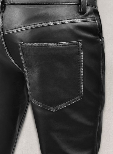 (image for) Rubbed Black Leather Jeans Style