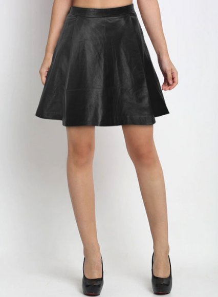 Flounced Leather Skirt - # 141