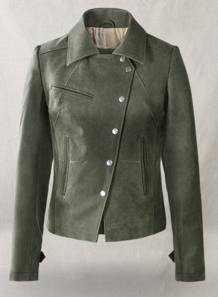 Vintage Italian Olive Leather Jacket #277