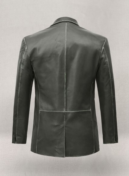 Rubbed Charcoal Medieval Leather Blazer