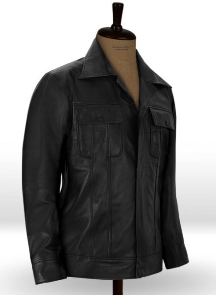 Vintage Look Elvis Presley Inspired Mens Black Leather Jacket 