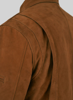(image for) Soft Caramel Brown Suede Hunter Bomber Leather Jacket