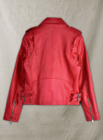 (image for) Soft Raspberry Red Gigi Hadid Leather Jacket #2