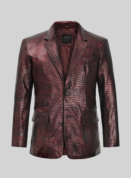 Croc Antique Rose Leather Blazer