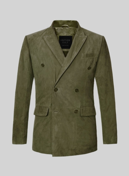 (image for) Woodland Green Suede Double Breasted Blazer