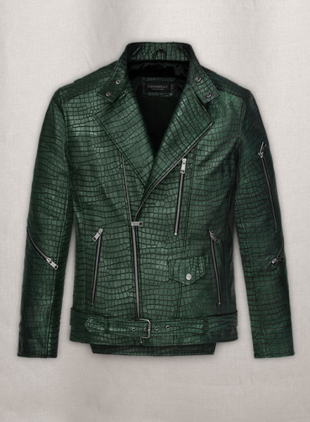 (image for) Phantom Croc Metallic Green Leather Jacket